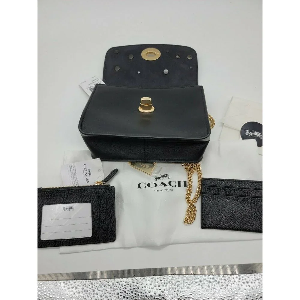 COACH Custom Made Small Turnlock Chain Crossbody STUDS APPLIQUE 3PC